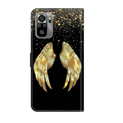 For Xiaomi Redmi Note 10 4G Crystal 3D Shockproof Protective Leather Phone Case(Golden Wings) - Xiaomi Cases by PMC Jewellery | Online Shopping South Africa | PMC Jewellery