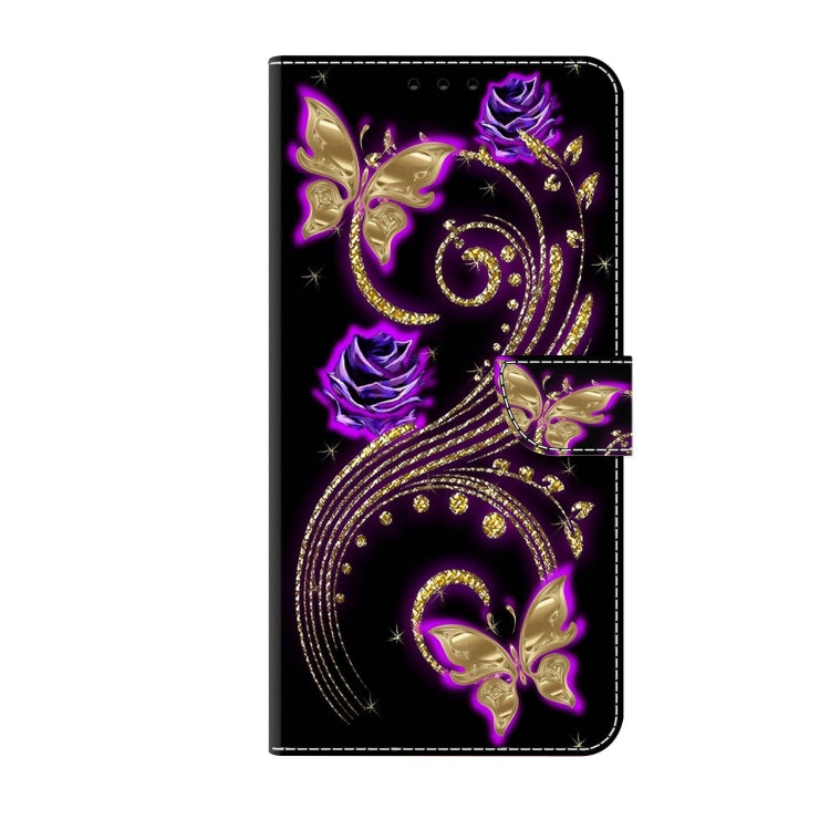 For Xiaomi Redmi Note 10 4G Crystal 3D Shockproof Protective Leather Phone Case(Purple Flower Butterfly) - Xiaomi Cases by PMC Jewellery | Online Shopping South Africa | PMC Jewellery