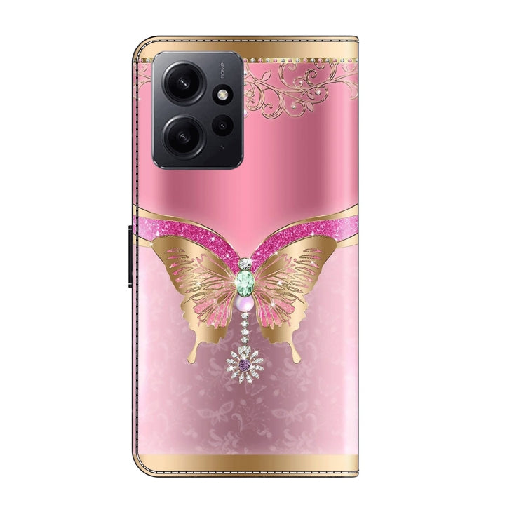 For Xiaomi Redmi Note 12 4G Crystal 3D Shockproof Protective Leather Phone Case(Pink Bottom Butterfly) - free shipping - PMC TechLife - Order now!