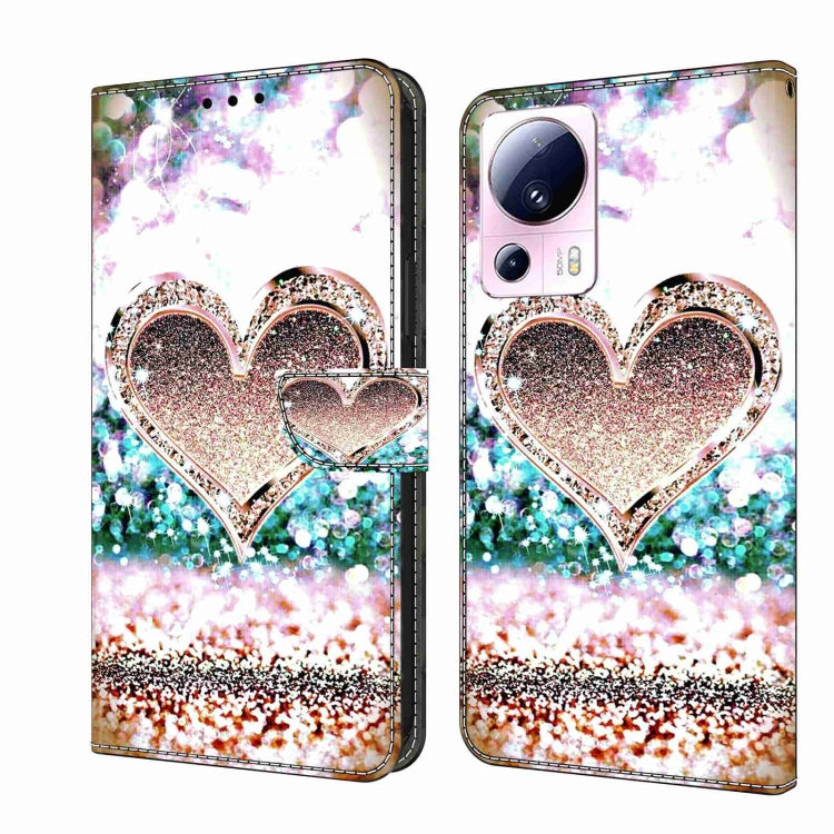 For Xiaomi 13 Lite Crystal 3D Shockproof Protective Leather Phone Case(Pink Diamond Heart) - free shipping - PMC TechLife - Order now!