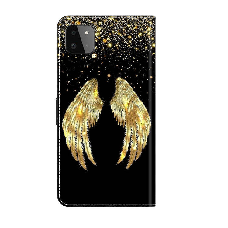 For Samsung Galaxy A22 5G Crystal 3D Shockproof Protective Leather Phone Case(Golden Wings) - free shipping - PMC TechLife - Order now!