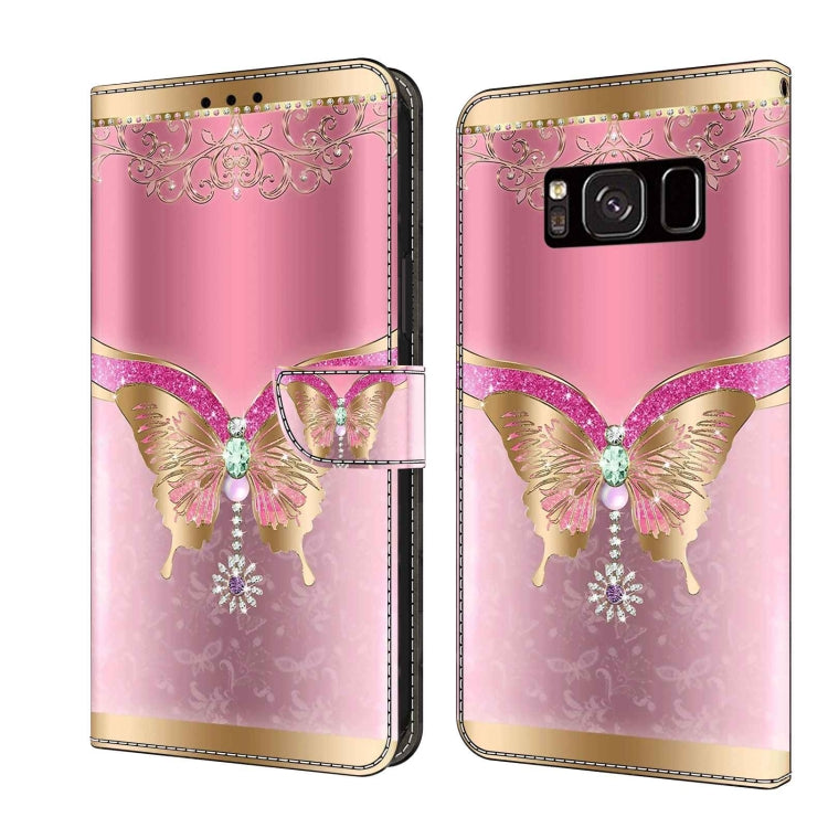For Samsung Galaxy S8 Crystal 3D Shockproof Protective Leather Phone Case(Pink Bottom Butterfly) - free shipping - PMC TechLife - Order now!