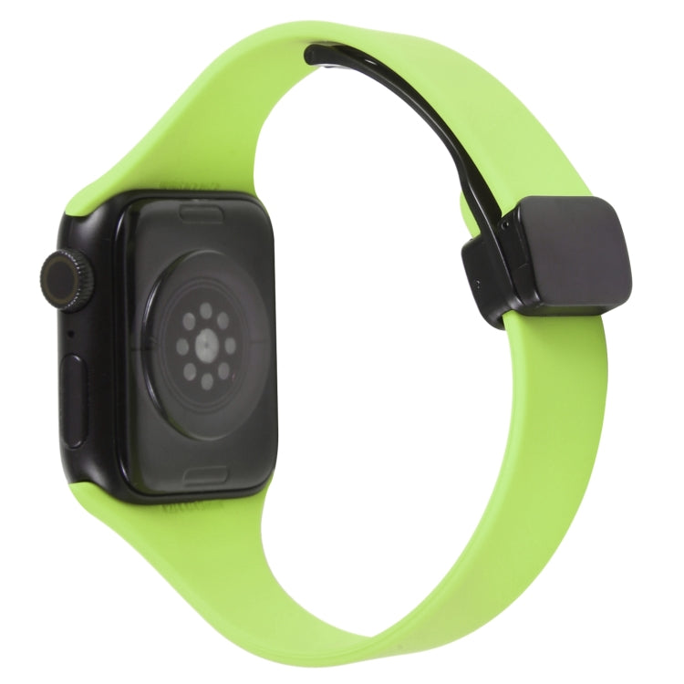 For Apple Watch SE 2022 40mm Magnetic Buckle Slim Silicone Watch Band(Green) - Watch Bands by PMC Jewellery | Online Shopping South Africa | PMC Jewellery