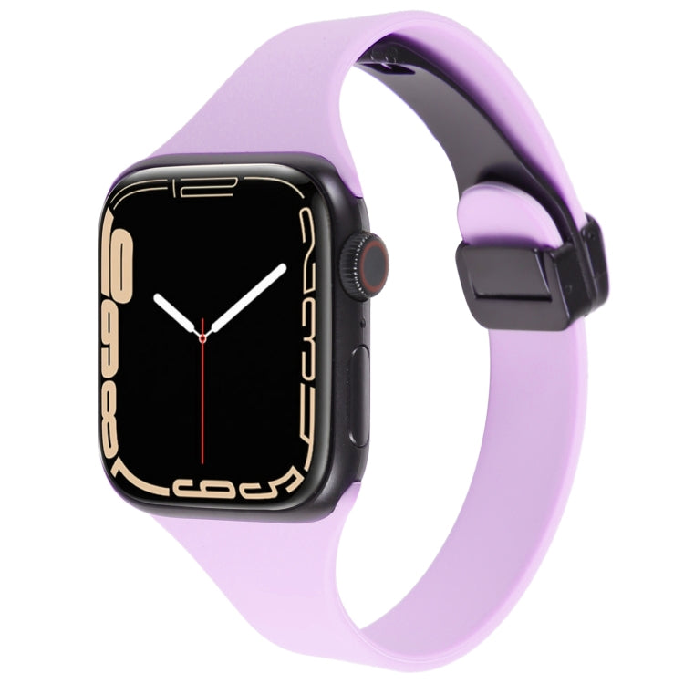 For Apple Watch SE 2022 40mm Magnetic Buckle Slim Silicone Watch Band(Lavender) - Watch Bands by PMC Jewellery | Online Shopping South Africa | PMC Jewellery