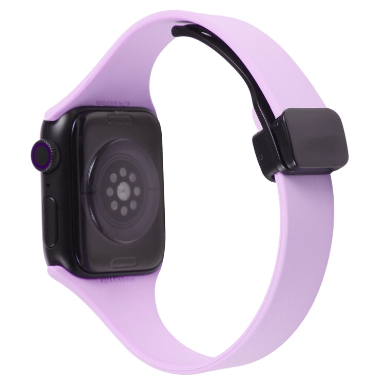 For Apple Watch SE 2022 40mm Magnetic Buckle Slim Silicone Watch Band(Lavender) - Watch Bands by PMC Jewellery | Online Shopping South Africa | PMC Jewellery