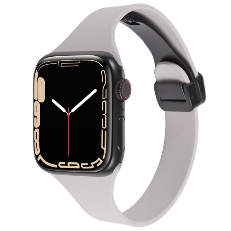 For Apple Watch SE 2022 44mm Magnetic Buckle Slim Silicone Watch Band(Rock Grey) - Watch Bands by PMC Jewellery | Online Shopping South Africa | PMC Jewellery