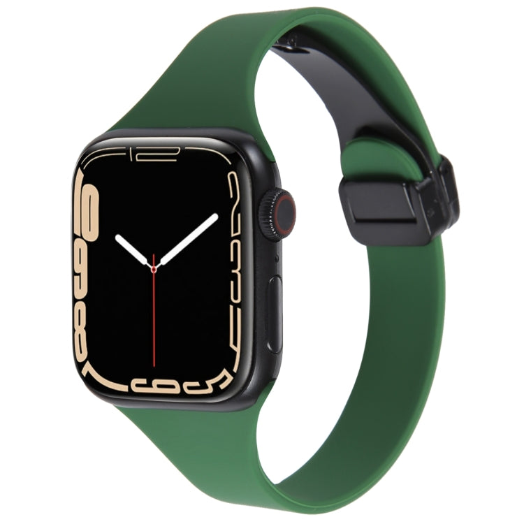 For Apple Watch SE 2022 44mm Magnetic Buckle Slim Silicone Watch Band(Alfalfa Grass) - Watch Bands by PMC Jewellery | Online Shopping South Africa | PMC Jewellery