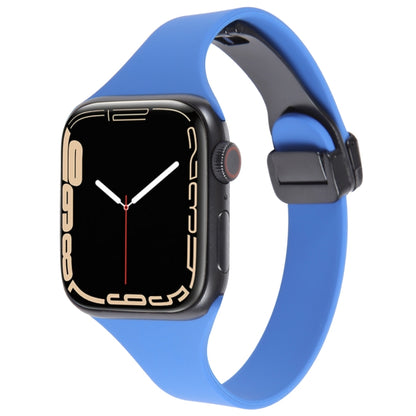 For Apple Watch 7 41mm Magnetic Buckle Slim Silicone Watch Band(Royal Blue) - Watch Bands by PMC Jewellery | Online Shopping South Africa | PMC Jewellery