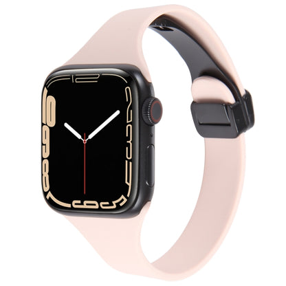 For Apple Watch 7 41mm Magnetic Buckle Slim Silicone Watch Band(Pink) - Watch Bands by PMC Jewellery | Online Shopping South Africa | PMC Jewellery