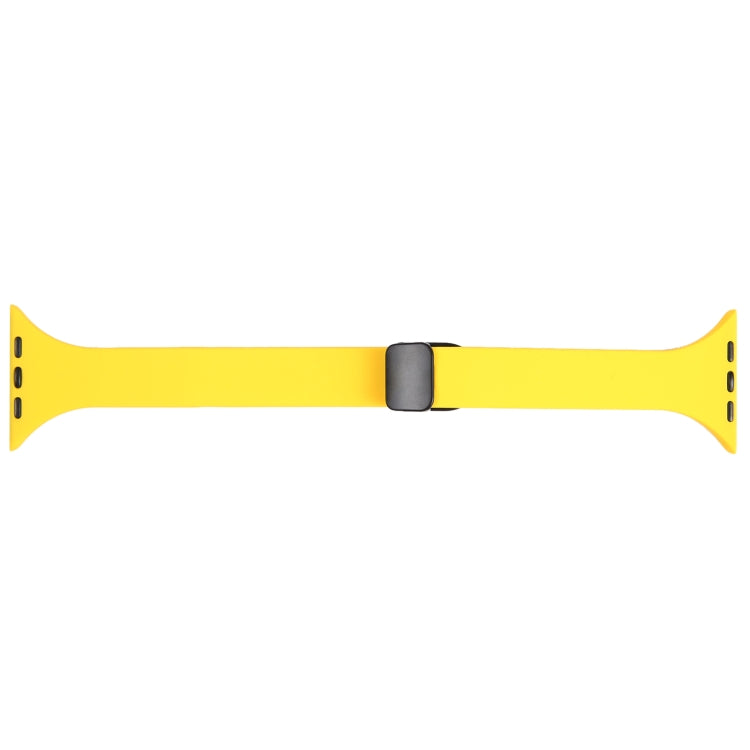 For Apple Watch 7 45mm Magnetic Buckle Slim Silicone Watch Band(Yellow) - Watch Bands by PMC Jewellery | Online Shopping South Africa | PMC Jewellery