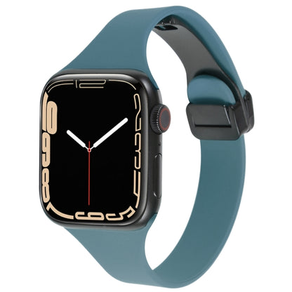 For Apple Watch 7 45mm Magnetic Buckle Slim Silicone Watch Band(Light Green) - Watch Bands by PMC Jewellery | Online Shopping South Africa | PMC Jewellery