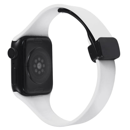 For Apple Watch 7 45mm Magnetic Buckle Slim Silicone Watch Band(White) - Watch Bands by PMC Jewellery | Online Shopping South Africa | PMC Jewellery