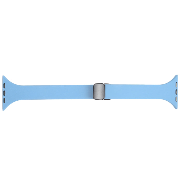 For Apple Watch 7 45mm Magnetic Buckle Slim Silicone Watch Band(Light Blue) - Watch Bands by PMC Jewellery | Online Shopping South Africa | PMC Jewellery