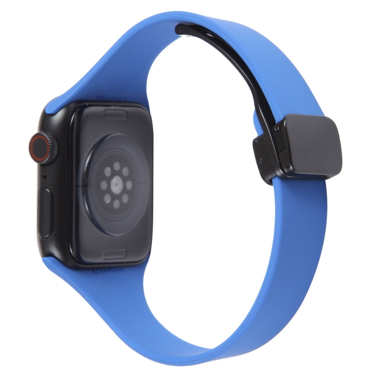 For Apple Watch SE 40mm Magnetic Buckle Slim Silicone Watch Band(Royal Blue) - Watch Bands by PMC Jewellery | Online Shopping South Africa | PMC Jewellery