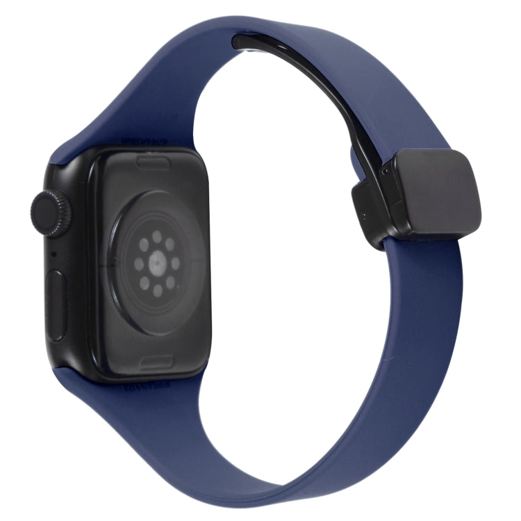 For Apple Watch 6 44mm Magnetic Buckle Slim Silicone Watch Band(Midnight Blue) - Watch Bands by PMC Jewellery | Online Shopping South Africa | PMC Jewellery