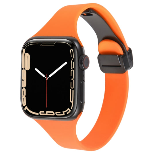 For Apple Watch 5 44mm Magnetic Buckle Slim Silicone Watch Band(Orange) - Watch Bands by PMC Jewellery | Online Shopping South Africa | PMC Jewellery