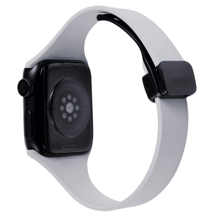 For Apple Watch 5 44mm Magnetic Buckle Slim Silicone Watch Band(Light Grey) - Watch Bands by PMC TechLife | Online Shopping South Africa | PMC TechLife