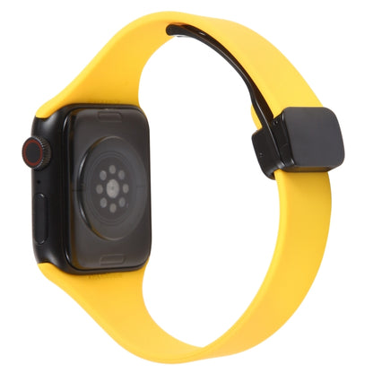 For Apple Watch 5 40mm Magnetic Buckle Slim Silicone Watch Band(Yellow) - Watch Bands by PMC Jewellery | Online Shopping South Africa | PMC Jewellery