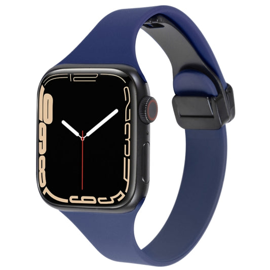 For Apple Watch 5 40mm Magnetic Buckle Slim Silicone Watch Band(Midnight Blue) - Watch Bands by PMC Jewellery | Online Shopping South Africa | PMC Jewellery