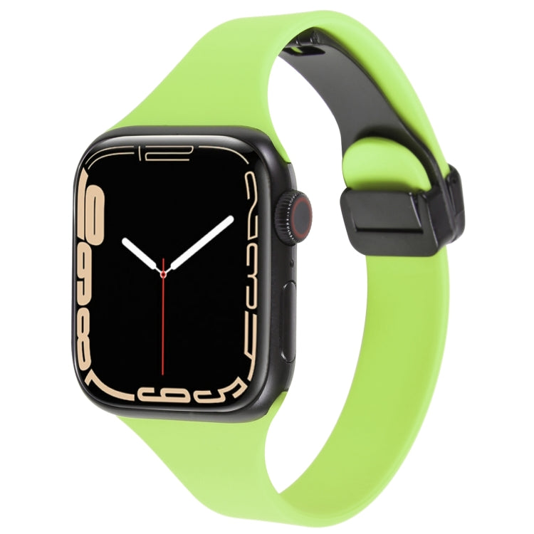 For Apple Watch 5 40mm Magnetic Buckle Slim Silicone Watch Band(Green) - Watch Bands by PMC Jewellery | Online Shopping South Africa | PMC Jewellery