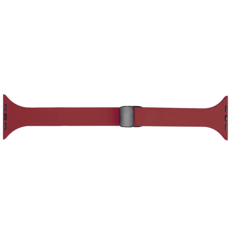 For Apple Watch 4 44mm Magnetic Buckle Slim Silicone Watch Band(Wine Red) - Watch Bands by PMC Jewellery | Online Shopping South Africa | PMC Jewellery