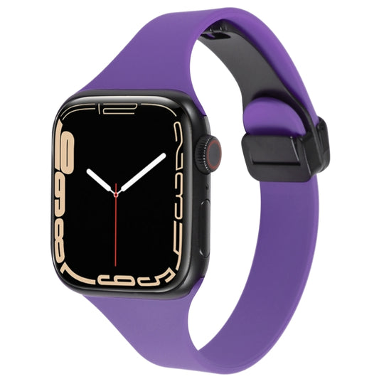 For Apple Watch 4 44mm Magnetic Buckle Slim Silicone Watch Band(Dark Purple) - Watch Bands by PMC Jewellery | Online Shopping South Africa | PMC Jewellery