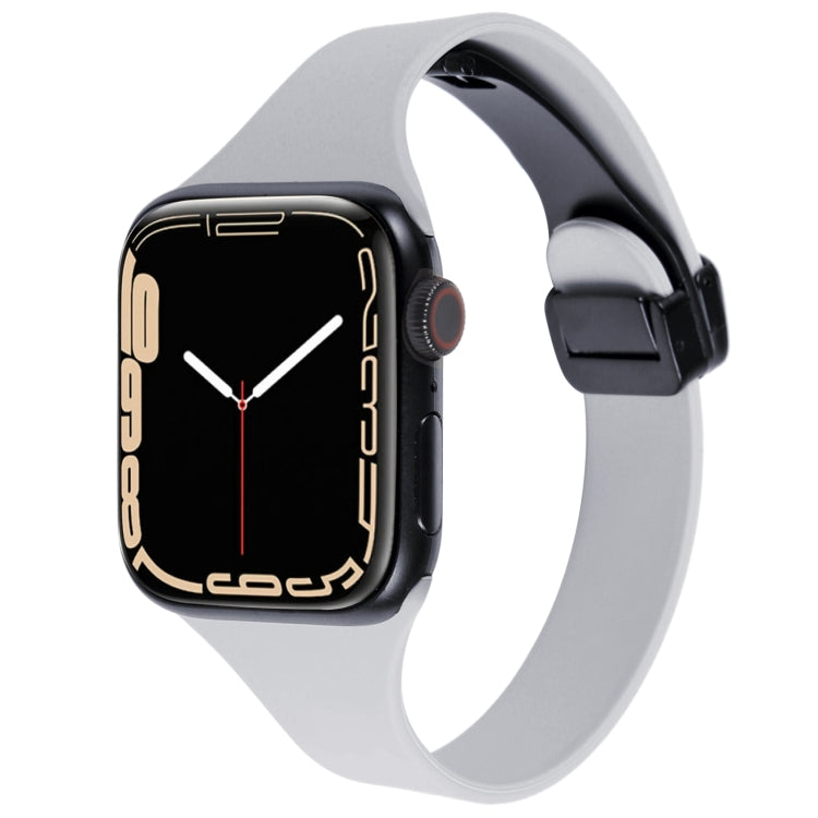 For Apple Watch 4 40mm Magnetic Buckle Slim Silicone Watch Band(Light Grey) - Watch Bands by PMC TechLife | Online Shopping South Africa | PMC TechLife