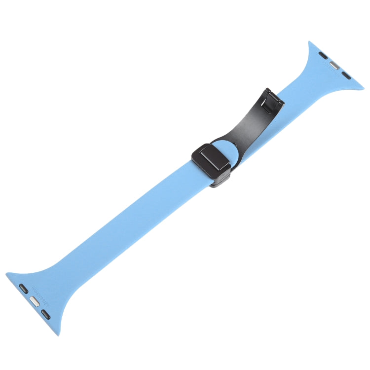 For Apple Watch 3 38mm Magnetic Buckle Slim Silicone Watch Band(Light Blue) - Watch Bands by PMC TechLife | Online Shopping South Africa | PMC TechLife