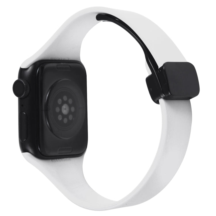 For Apple Watch 2 42mm Magnetic Buckle Slim Silicone Watch Band(White) - Watch Bands by PMC Jewellery | Online Shopping South Africa | PMC Jewellery