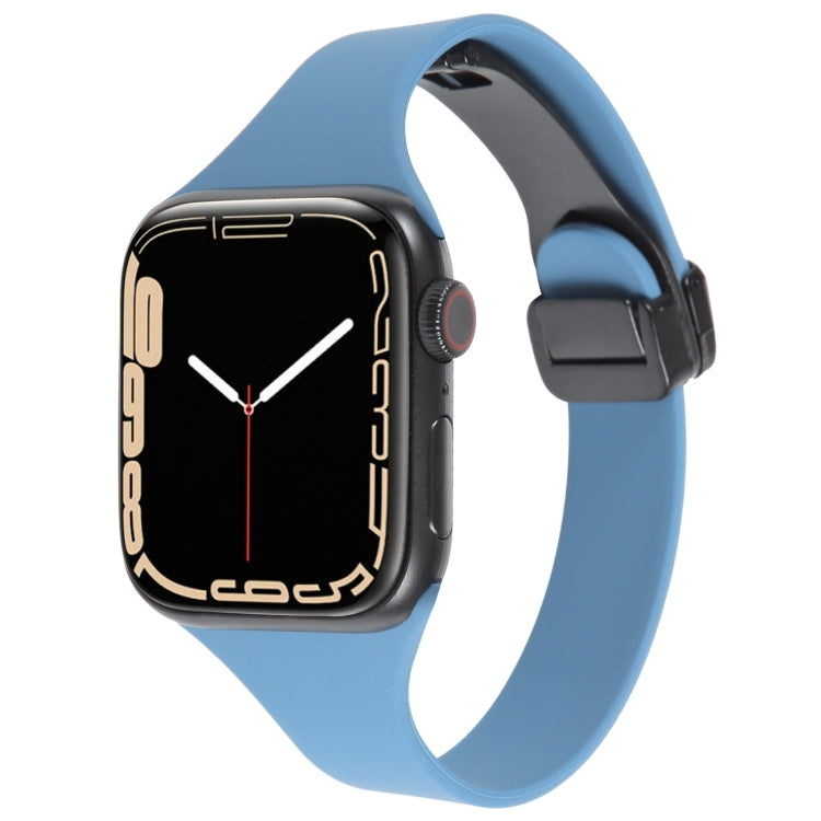For Apple Watch 2 38mm Magnetic Buckle Slim Silicone Watch Band(Blue) - Watch Bands by PMC TechLife | Online Shopping South Africa | PMC TechLife