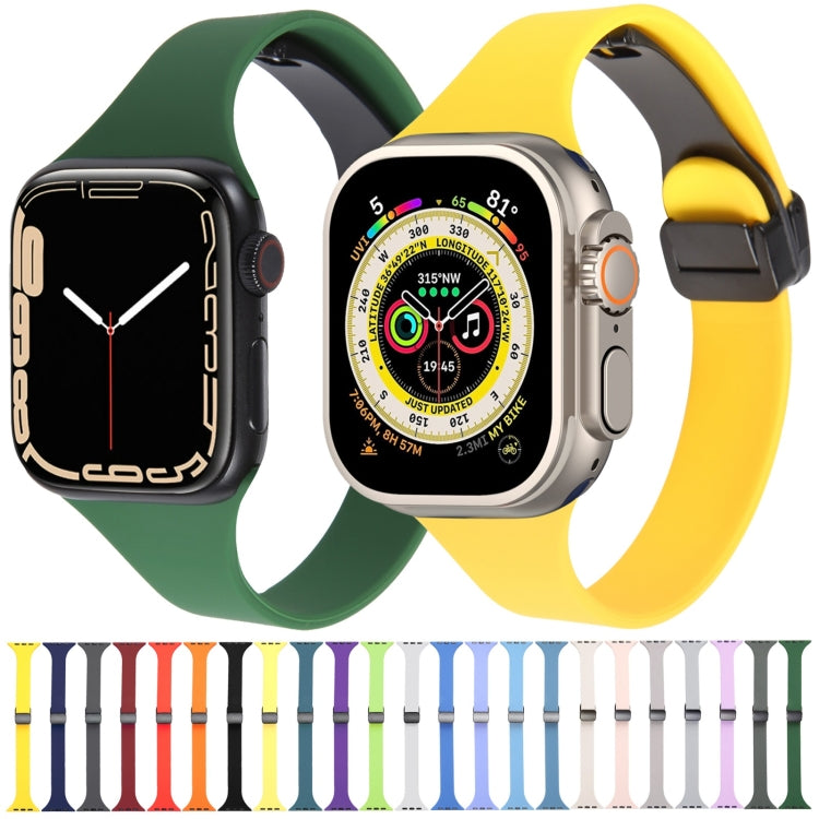 For Apple Watch 2 38mm Magnetic Buckle Slim Silicone Watch Band(Yellow) - Watch Bands by PMC Jewellery | Online Shopping South Africa | PMC Jewellery