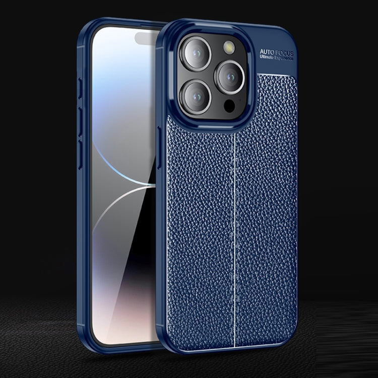 For iPhone 15 Pro Litchi Texture Shockproof TPU Phone Case(Blue) - free shipping - PMC TechLife - Order now!