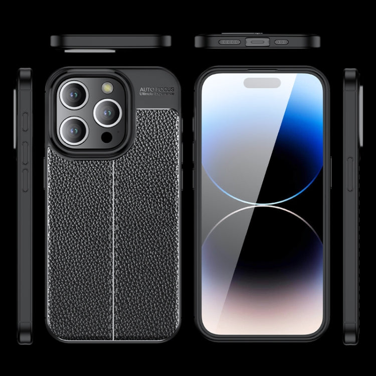 For iPhone 15 Pro Litchi Texture Shockproof TPU Phone Case(Blue) - free shipping - PMC TechLife - Order now!