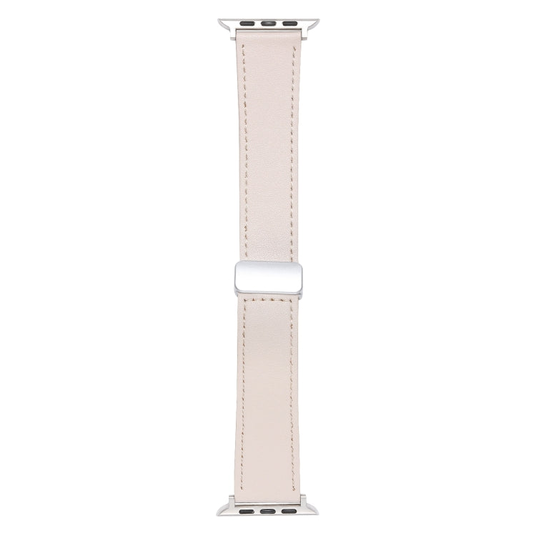 For Apple Watch 38mm Magnetic Buckle Skin Feel Leather Watch Band(Apricot) - Watch Bands by PMC Jewellery | Online Shopping South Africa | PMC Jewellery