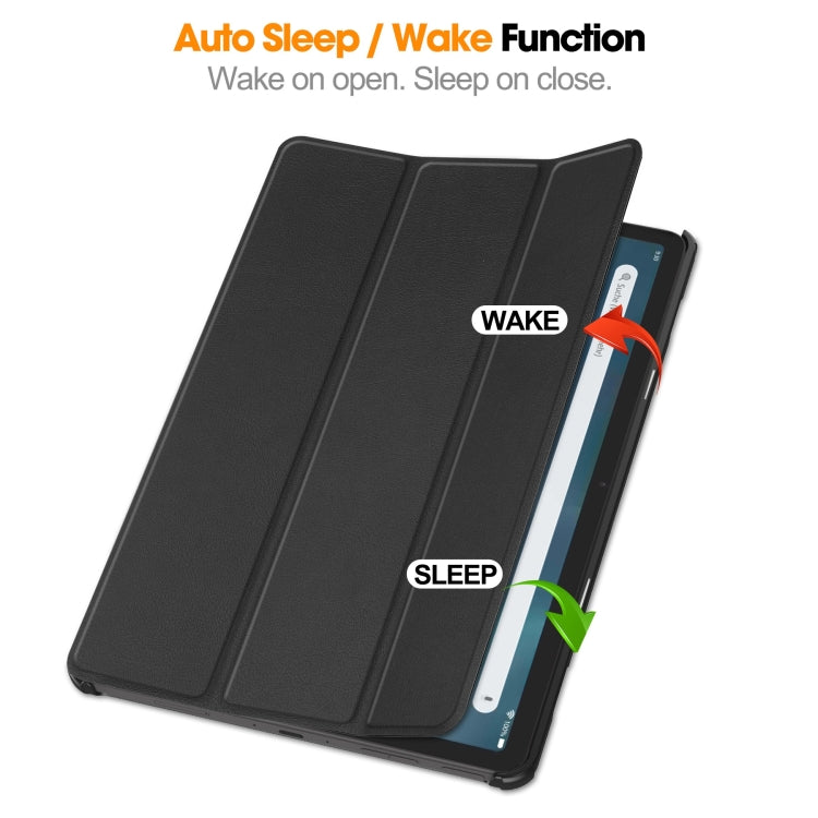 For  Amazon Fire Max 11 Custer Pure Color 3-Fold Holder Smart Leather Tablet Case(Black) - free shipping - PMC TechLife - Order now!