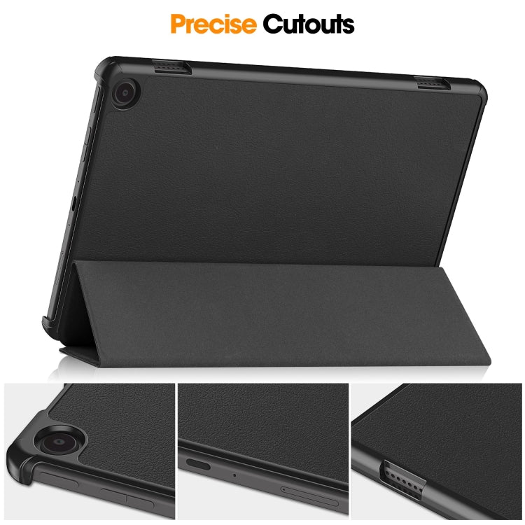 For  Amazon Fire Max 11 Custer Pure Color 3-Fold Holder Smart Leather Tablet Case(Black) - free shipping - PMC TechLife - Order now!