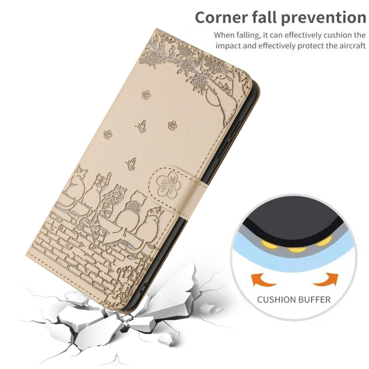 For Xiaomi Redmi Note 12 5G India / POCO X5 Cat Embossing Pattern Leather Phone Case with Lanyard(Beige) - free shipping - PMC TechLife - Order now!
