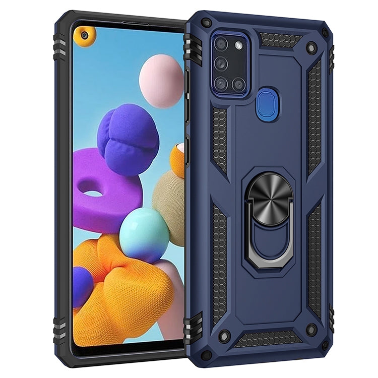 For Samsung Galaxy A21s Shockproof TPU + PC Protective Case with 360 Degree Rotating Holder(Blue) - Galaxy Phone Cases by PMC TechLife | Online Shopping South Africa | PMC TechLife