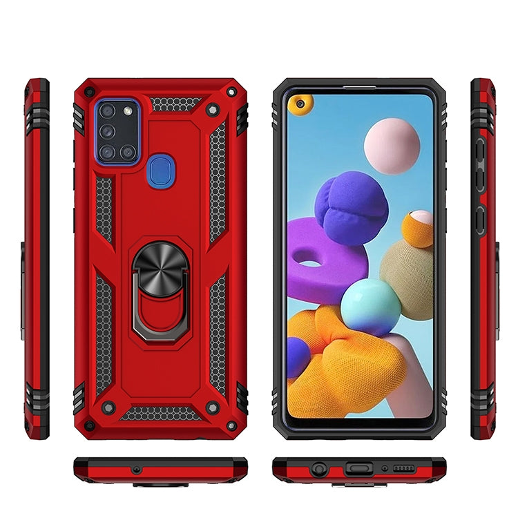 For Samsung Galaxy A21s Shockproof TPU + PC Protective Case with 360 Degree Rotating Holder(Blue) - Galaxy Phone Cases by PMC TechLife | Online Shopping South Africa | PMC TechLife