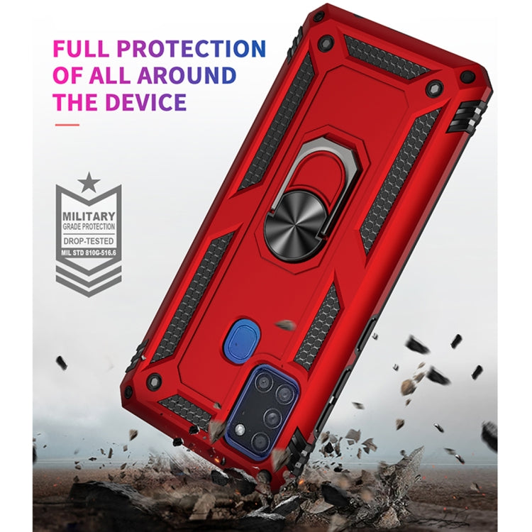 For Samsung Galaxy A21s Shockproof TPU + PC Protective Case with 360 Degree Rotating Holder(Blue) - Galaxy Phone Cases by PMC TechLife | Online Shopping South Africa | PMC TechLife