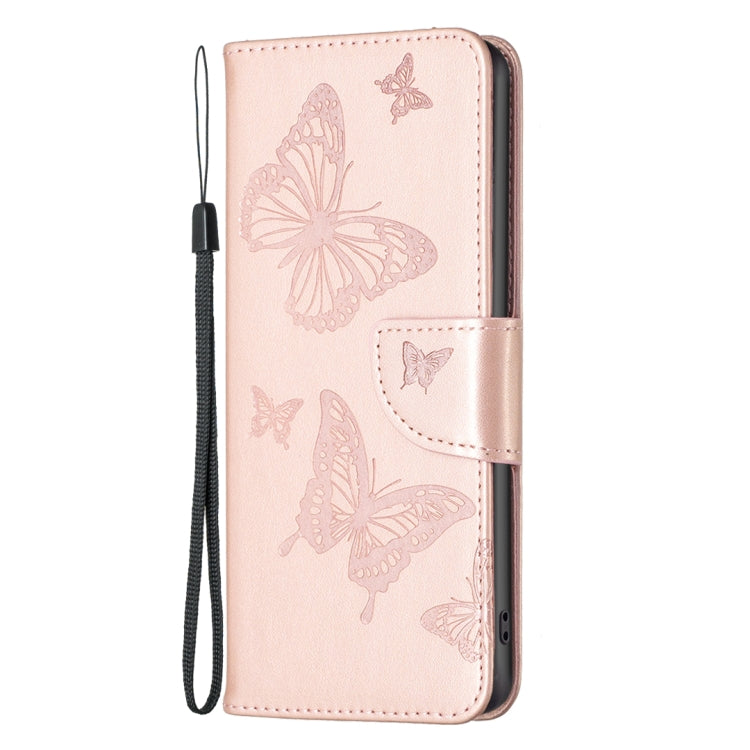 For iPhone 15 Pro Max Embossing Two Butterflies Pattern Leather Phone Case(Rose Gold) - iPhone 15 Pro Cases by PMC Jewellery | Online Shopping South Africa | PMC Jewellery