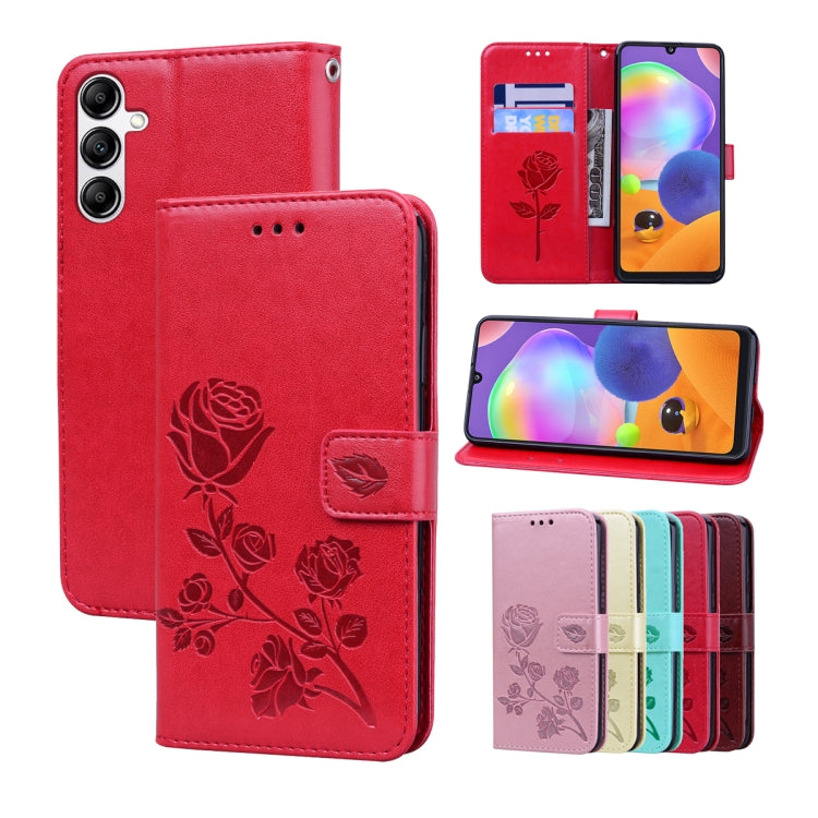 For Samsung Galaxy A14 4G / 5G Rose Embossed Flip PU Leather Phone Case(Red) - free shipping - PMC TechLife - Order now!