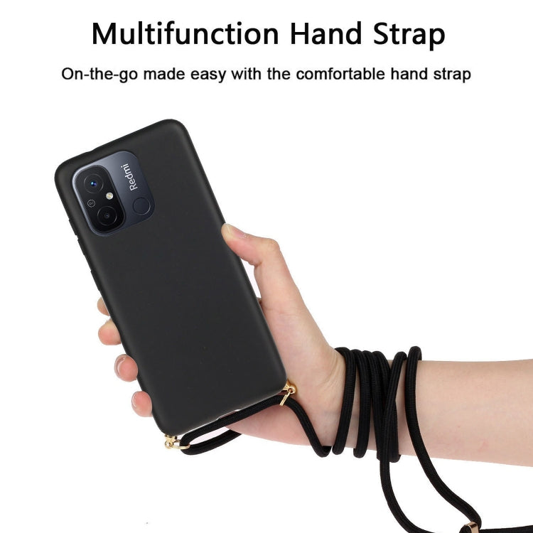 For Xiaomi Redmi 12C Wheat Straw Material + TPU Phone Case with Lanyard(Black) - Xiaomi Cases by PMC Jewellery | Online Shopping South Africa | PMC Jewellery