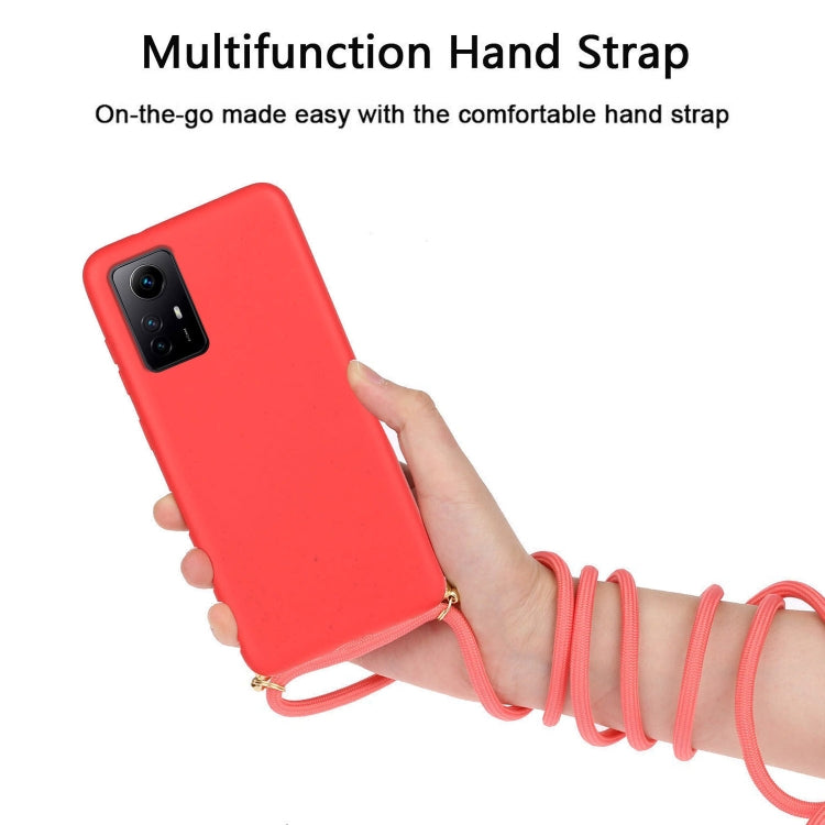 For Xiaomi Redmi Note 12S Wheat Straw Material + TPU Phone Case with Lanyard(Red) - Xiaomi Cases by PMC Jewellery | Online Shopping South Africa | PMC Jewellery