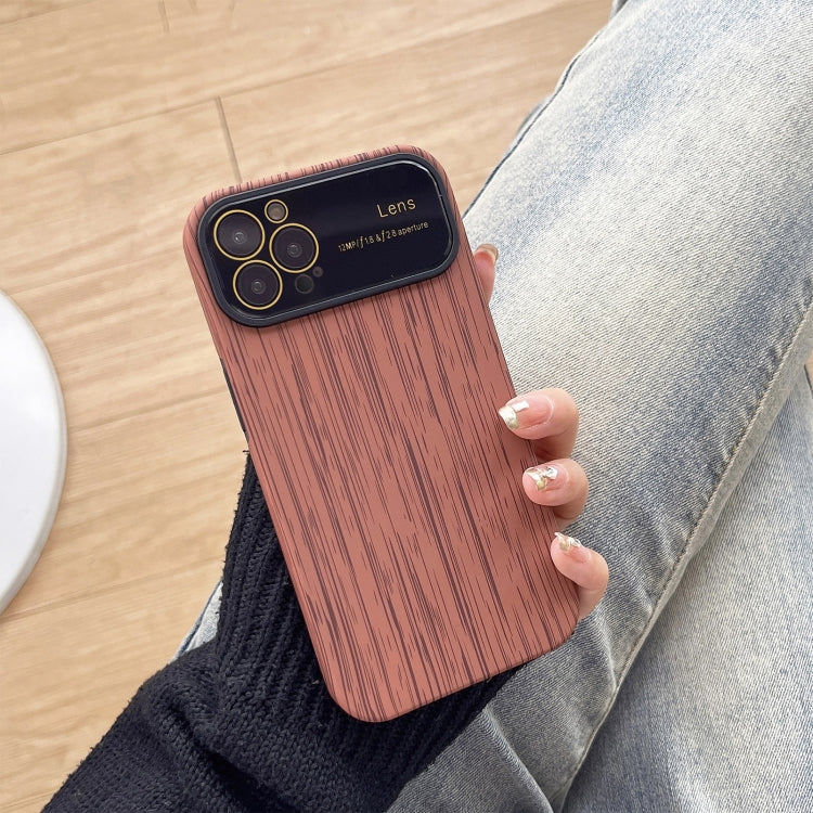 For iPhone 14 Pro Wood Grain TPU Phone Case with Lens Film(Brown) - iPhone 14 Pro Cases by PMC Jewellery | Online Shopping South Africa | PMC Jewellery