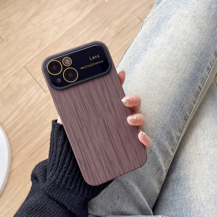 For iPhone 13 Wood Grain TPU Phone Case with Lens Film(Grey) - iPhone 13 Cases by PMC Jewellery | Online Shopping South Africa | PMC Jewellery