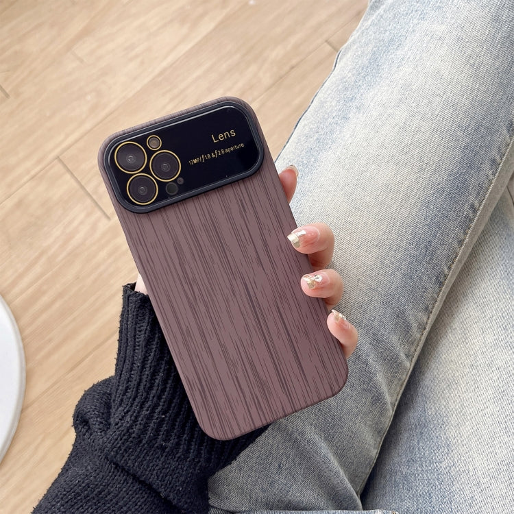 For iPhone 12 Pro Max Wood Grain TPU Phone Case with Lens Film(Grey) - iPhone 12 Pro Max Cases by PMC TechLife | Online Shopping South Africa | PMC TechLife