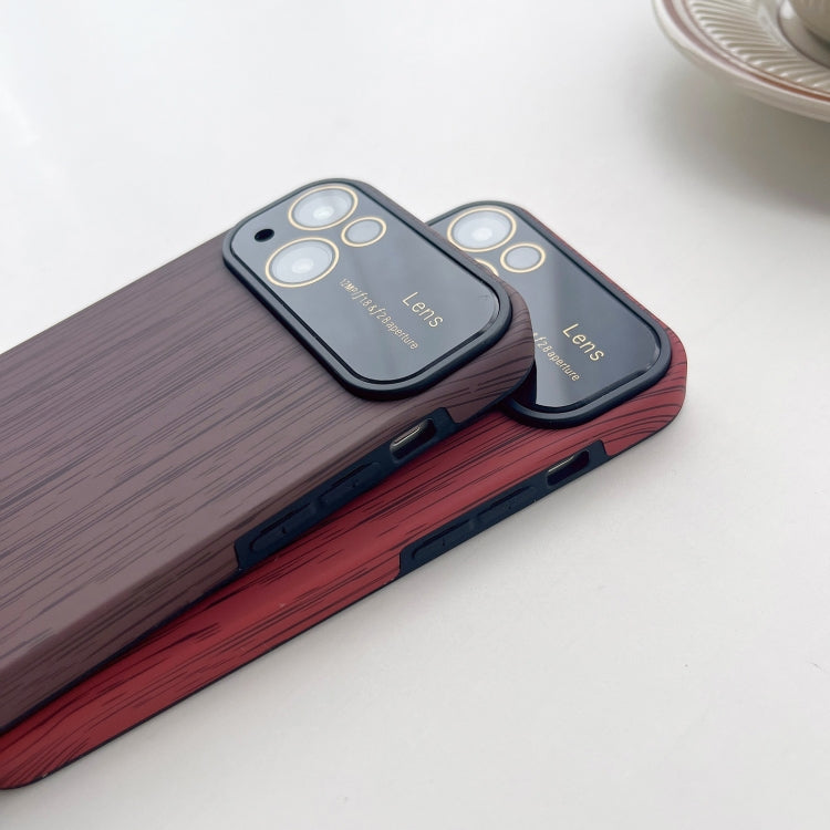 For iPhone 12 Pro Max Wood Grain TPU Phone Case with Lens Film(Khaki) - iPhone 12 Pro Max Cases by PMC TechLife | Online Shopping South Africa | PMC TechLife