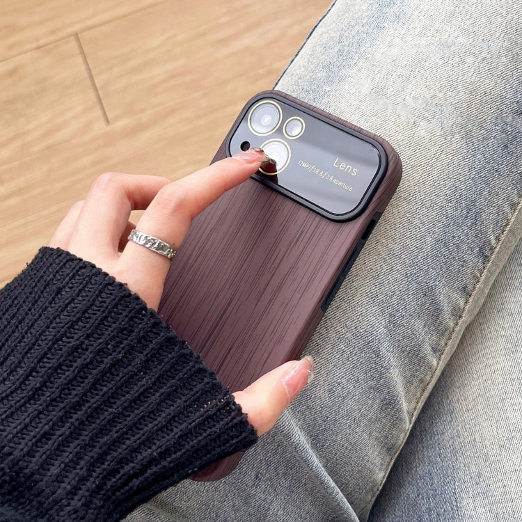 For iPhone 14 Wood Grain TPU Phone Case with Lens Film(Beige) - iPhone 14 Cases by PMC TechLife | Online Shopping South Africa | PMC TechLife