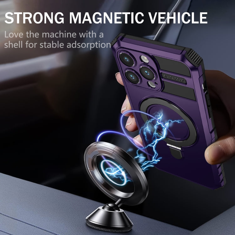 For iPhone 15 Pro MagSafe Magnetic Holder Phone Case(Purple) - free shipping - PMC TechLife - Order now!